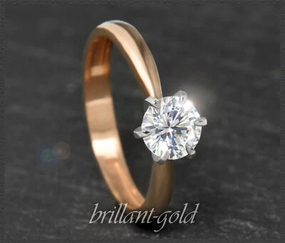 Brillant Solitär Damen Ring aus 585 Gold; 1,04ct, Si2; 14K Rotgold & Weißgold - Bild 1 von 4