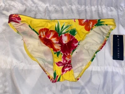 Nuevo con etiquetas Traje de baño Ralph Lauren floral tropical parte inferior de bikini S amarillo (B2) Foto 1 de 2