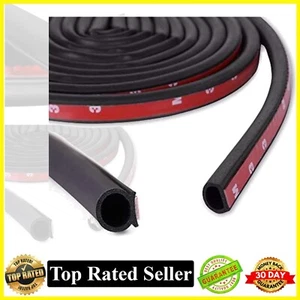 Black D Shape Rubber Seal Strip Weather Stripping Self Adhesive Rubber Seal 25ft - Picture 1 of 9