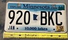 *License Plate, Minnesota, 10,000 Lakes, 920 BKC