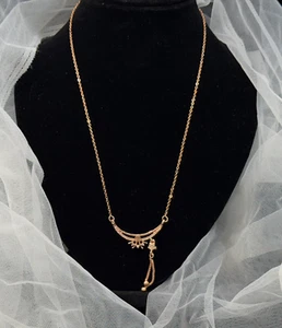 18 Inch Rose Gold Plated Charm Necklace & Pendant With Studded American Diamonds - Picture 1 of 1