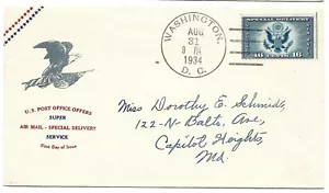US FDC #CE1 Rice M-17a 1934 Great Seal Air Mail Special Delivery - Picture 1 of 2