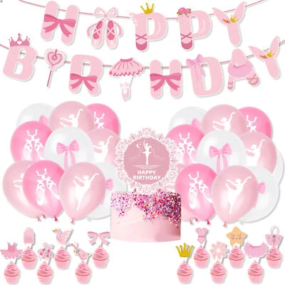 Pink Ballerina Birthday Party Decorations Ballet Girl HBD Banner Garland Balloon - Image 1 of 4