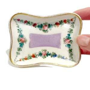 Limoges France Hand Painted Floral Porcelain Trinket Dish EG Small Purple Green - Picture 1 of 6