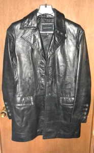 Banana Republic Soft Black Genuine Leather Coat Medium - Picture 1 of 6