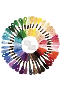 Embroidery Floss Rainbow Color 50 Skeins Per Pack Cross Stitch Threads Bracelets - Picture 1 of 6
