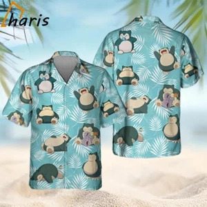 Snorlax Hawaiian Button Down Shirt Unisex Adults S-5XL - Picture 1 of 2