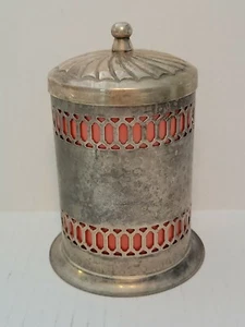 CAFE Coffee Jar Coral Orange Insert Old Unusual Storage Jar - Picture 1 of 10