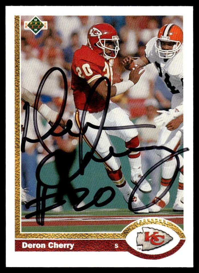 Deron Cherry Signed KANSAS CITY CHIEFS Card   1991 UD - Image 1 of 1