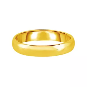 14K Solid Yellow Gold 5mm Classic Wedding Ring Unisex Polished Band Size 6-12 - Picture 1 of 2
