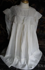 ANTIQUE! CLASSIC EMBROIDERED COLLAR & Pin Tucking INFANT DRESS FOR LARGER DOLLS - Picture 1 of 15