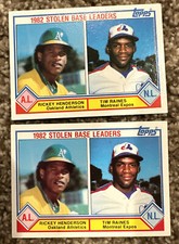 (2) 1983 Topps 704 Stolen Base Leaders Rickey Henderson Tim Raines HOF