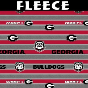 NCAA University of Georgia Polo Stripe GA-1151 Fleece Fabric by the Yard - Picture 1 of 2