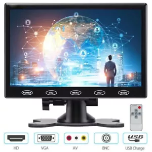 7" Display Small Portable Monitor USB LCD Screen AV VGA HDMI Security Speakers - Picture 1 of 13