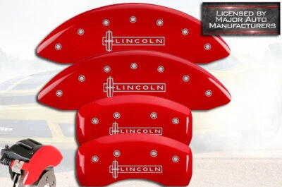 Cubiertas de pinza de disco de freno MGP 2017-2020 "Lincoln" MKZ 3,0 L delanteras + traseras rojas 4 piezas Foto 1 de 4