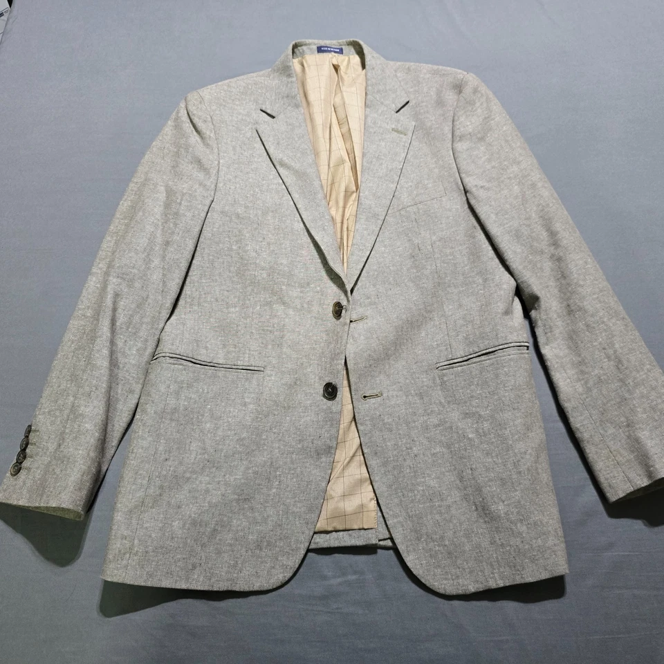 DEFECT Stafford Abrigo Deportivo Chaqueta Hombre 38S Beige Mezcla de Lino Blazer Clásico Foto 1 de 4