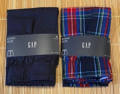 GAP 2 пары мужчин боксера 100% хлопок темно-синий красный синий клетку вы выбираете размер - Изображение 1 из 2