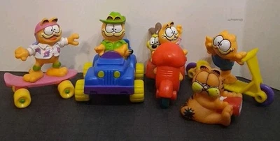 Vintage 1988 Garfield McDonalds Happy Meal Toys Complete Set of 4 Plus Figure VG - Image 1 of 4