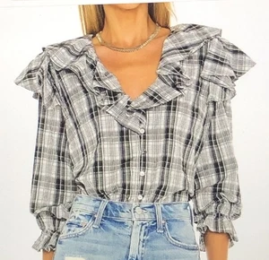Blusa Veronica Barba Mujer 6 Itha Volantes Cuadros Top Informal Manga Larga - Imagen 1 de 13