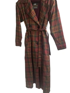 London Fog Rain Trench Coat Red Plaid Wool Lined Double Breasted Women’s 8 Reg - Picture 1 of 12