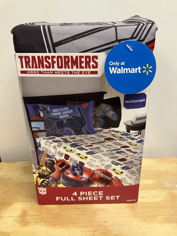TRANSFORMERS 4pc Full Sheet Set! 1 Fitted, 1 Flat Sheet & 2 Pillowcase #9B135W - Image 1 of 4