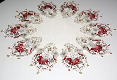 Tischdecke Weihnachten Rund Plauener Spitze Mitteldecke Spitzen Tischdecke 55 cm - Bild 1 von 3