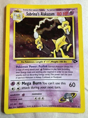 Pokémon Alakazam Sabrina's 16/132 Holographic Rare Gym Challenge TCG Card HP - Image 1 of 4