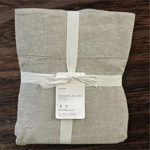 NEW Pottery Barn 4pc BELGIAN FLAX LINEN Sheet Set Queen Natural Flax NWT ๐ - Picture 1 of 1