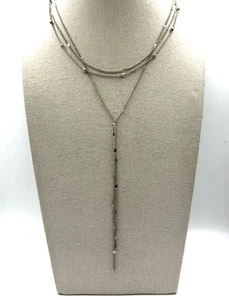 8 andere Gründe drei Strang rhodiniert Halsband Y Tropfen Lagenlook Halskette - Bild 1 von 22