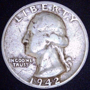 1942 S Washington Quarter - G - 90% Silver - 25c Silver Coin - Picture 1 of 2