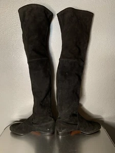 Salvatore Ferragamo Black Suede Thigh High Boots, Size 5 1/2 - Picture 1 of 7