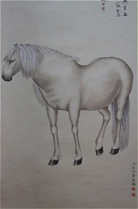 Rare Chinese 100% Hand Painting & Scroll "Horse" By Lang Shining 郎世宁 WSD258 - Picture 1 of 12