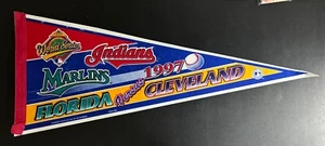 Cleveland Indians 1997 World Series 30” Pennant Florida Marlins WITH MLB STICKER - Picture 1 of 4