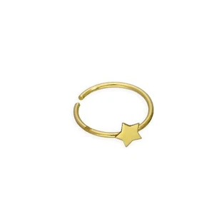 9ct Gold Star Open Nose Hoop Ring 24Ga Stars Night Sky - Picture 1 of 2