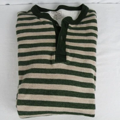 NWOT LL Bean Henley Shirt XXL Tall Wool Blend Striped Thermal Made In Canada - Image 1 of 4