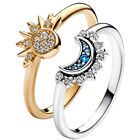 1pc Rings 925 Silver Moon And Sun Ring Set-stylishly Sparkling Women
