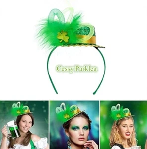 SN-E2-1 St Patricks Day Sequins Hat Headband Shamrock Irish Hair Hoop - Picture 1 of 8