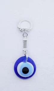 Turkish Greek Mati Evil Eye Glass KeyChain Bag Charm Eye Keyrings 100% Handmade - Picture 1 of 4