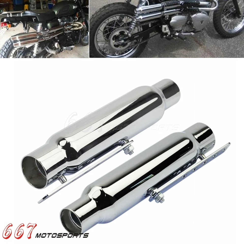 12" Shorty Exhaust Pipes For Honda CB Yamaha XS Suzuki Bobber BMW Cafe Racer - Image 1 of 4
