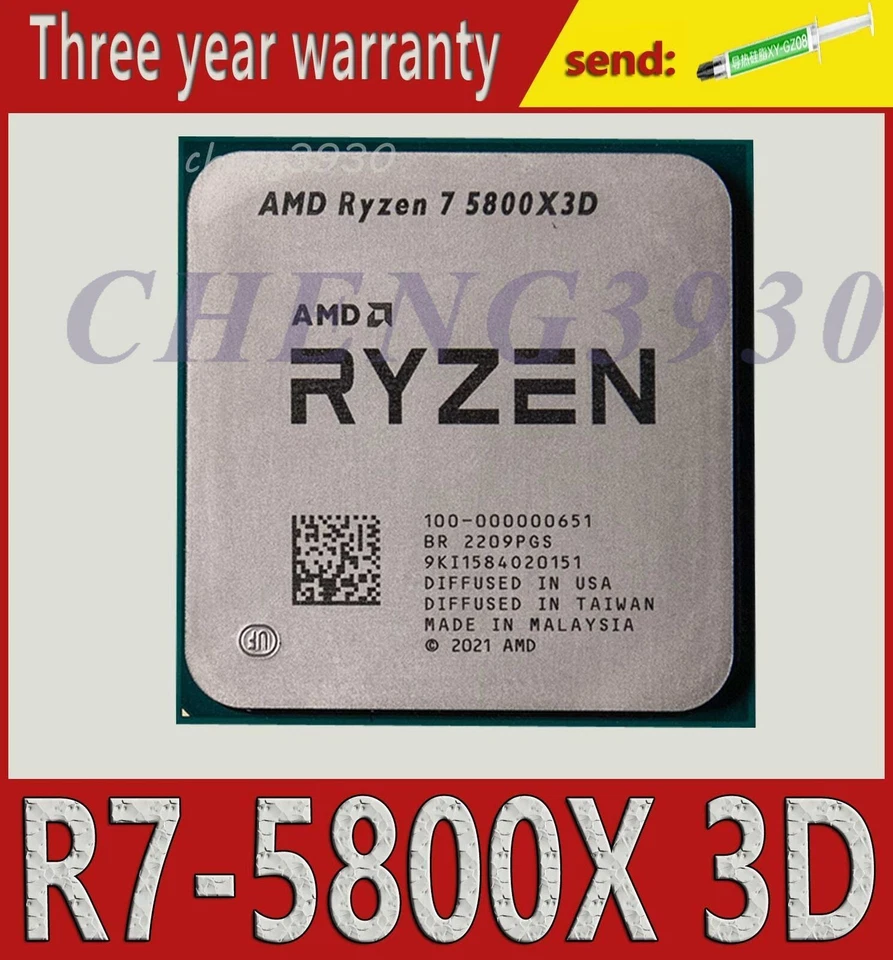 AMD Ryzen 7 R7 5800X3D AM4 3.4GHz 8-core 16Thr 105W- CPU processor - Image 1 of 1