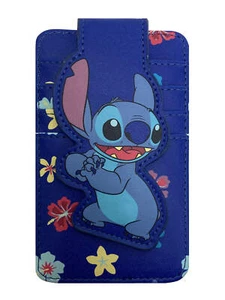Womens Disney Stitch Card Holder Wallet Hawaiian Flowers Button Snap Closure - Picture 1 of 7