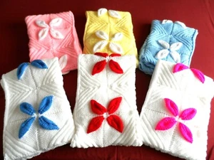 HAND KNITTED PRAM COVERS. 30" X 18" SIX COLOURS TO CHOOSE FROM. - Picture 1 of 14