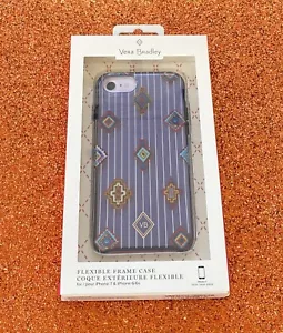 NEW Vera Bradley Flexible Phone Case iPhone 8 7 6 6S | Pinstripe Medallions Navy - Picture 1 of 3