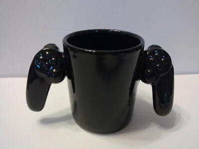 Big Mouth Mug Cup Black Gamer PlayStation Game Over Two Handed Controller Coffee - Image 1 of 4