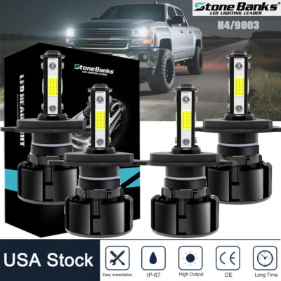 For Chevrolet Aveo 2004-2019 9003 H4 LED Headlight High Low Light Bulbs 6000K - Image 1 of 4