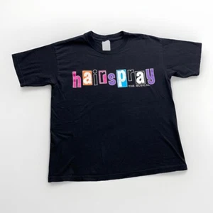 Vintage Hairspray The Musical T-Shirt Youth Size Large Black Tee Music 60s - Picture 1 of 7