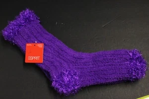 1 Pair Women's Ultra Soft Fuzzy Crew slipper Socks 9-11 Fit Shoe Size 4-9 Purple - Picture 1 of 6