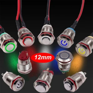 3-240V 12mm Metal Waterproof Push Button Switch Momentary Mini Switch On/Off - Picture 1 of 32