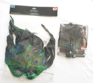 Juego de máscara de pluma de pavo real de Mardi Gras/Halloween + diadema, nuevo - Imagen 1 de 11