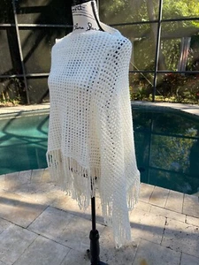 ELLE TIAN Ivory Pullover Poncho Scarf Sweater Top Loose Fit Size Small - Picture 1 of 5